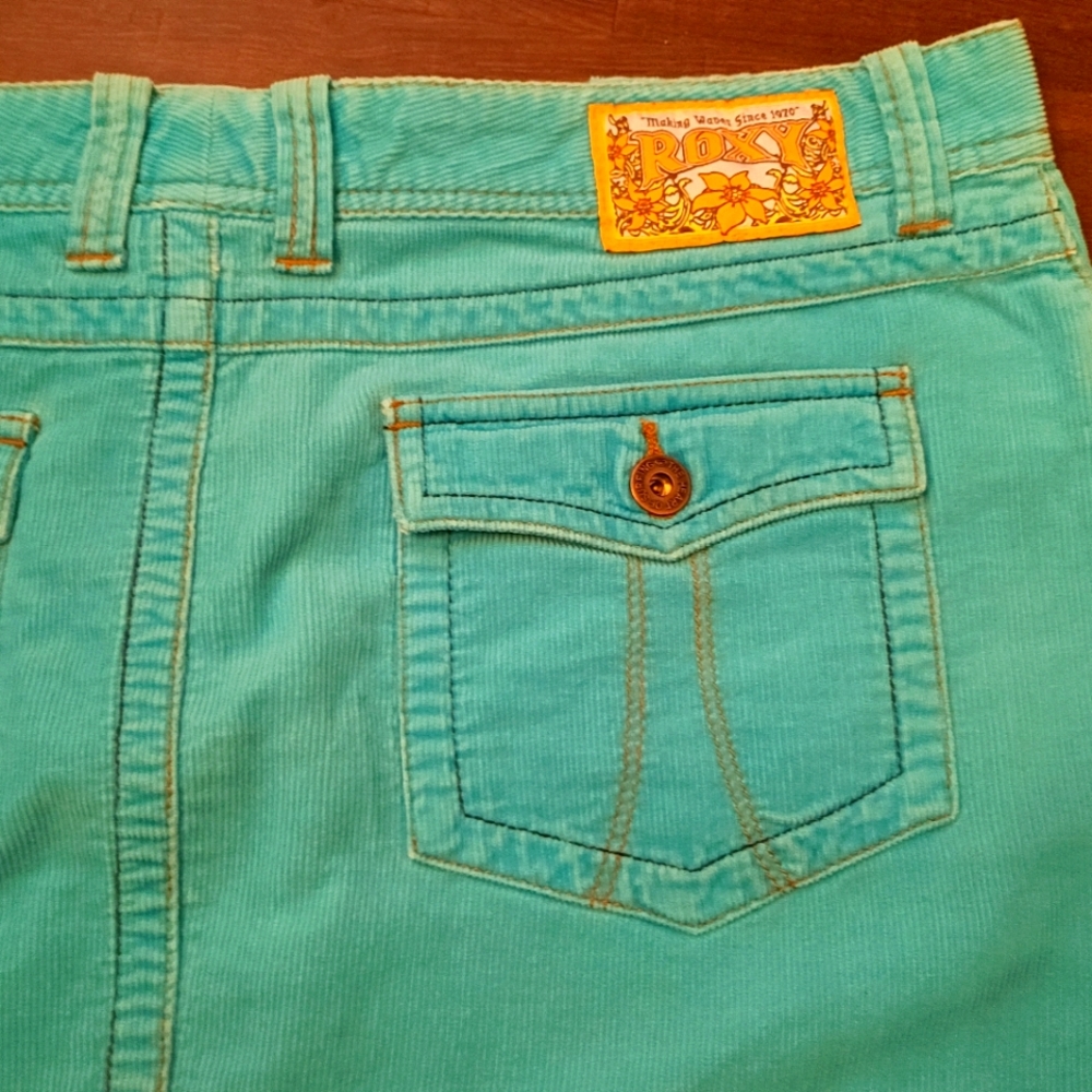 🐬Roxy Corduroy Turquoise Mini Skirt